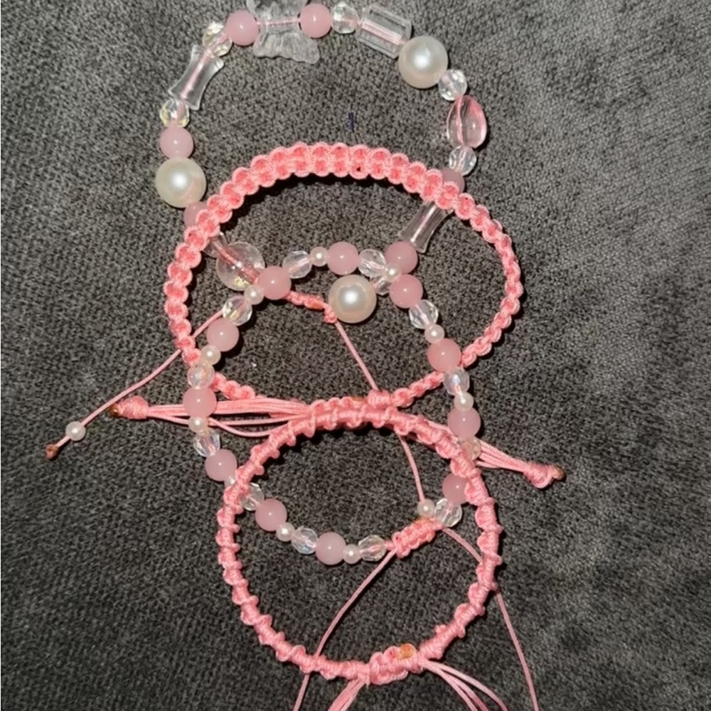 Pink Beaded Bracelet Set